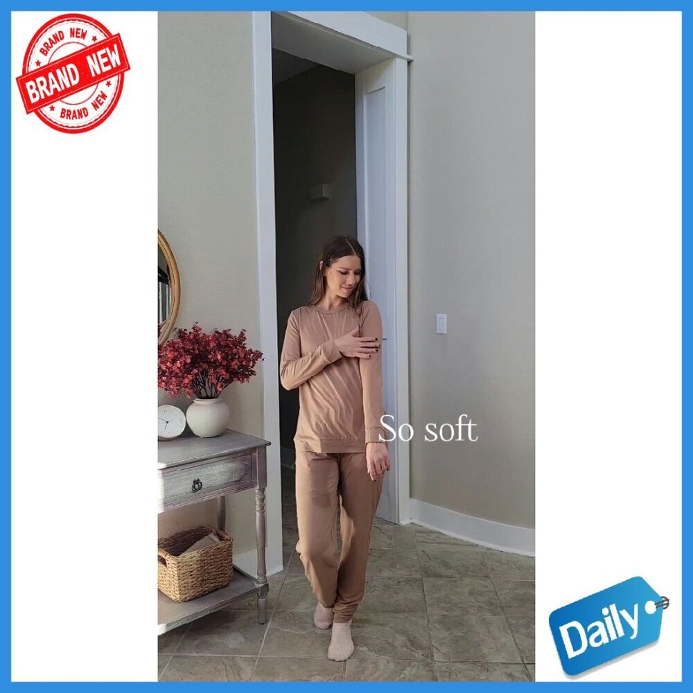 Soft Long Sleeve Pajama Set with Pockets, 2-Pack Jogger Lounge Wear - Picture 7 of 8